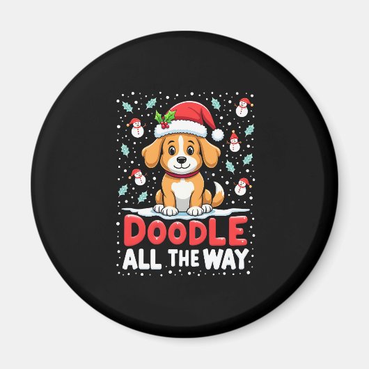 Aimant Doodle All The Way Funny Goldendoodle Santa Hat Ch (Devant)