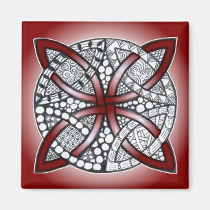 Aimant Doodle de noeud celtique Maroon rouge