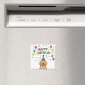 Aimant Doodle Golden Retriever Doodle Joyeux anniversaire (In Situ (Lave-vaisselle))