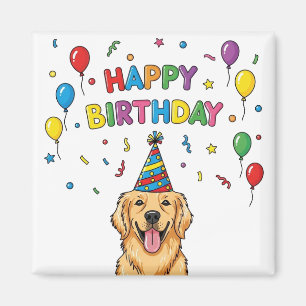 Aimant Doodle Golden Retriever Doodle Joyeux anniversaire