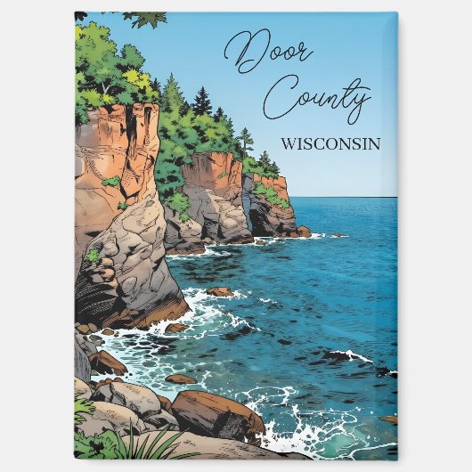 Aimant Door County, Wisconsin Illustration Lake Michigan (Recto)