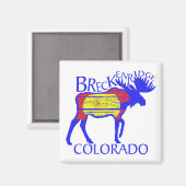 Aimant d'orignal coloré Breckenridge Colorado (Recto/Verso)