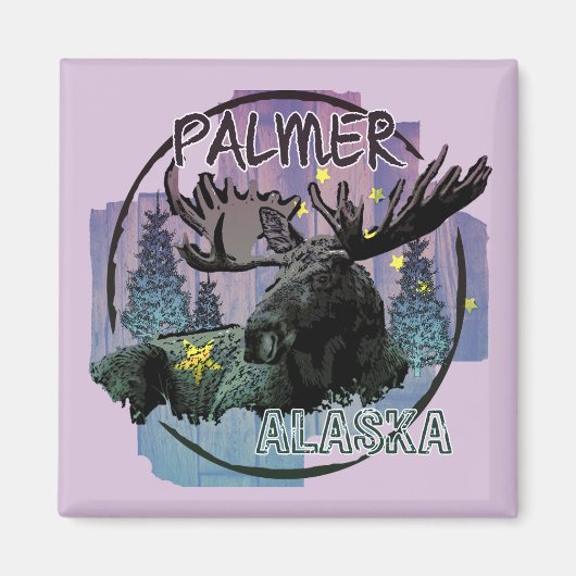Aimant d'orignal rustique de Palmer Alaska (Devant)