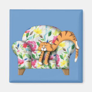 Aimant Dormir sur une chaise à fleurs