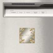 Aimant d'ornat blanc Floral Or (In Situ (Lave-vaisselle))