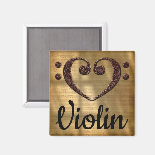 Aimant Double Basse Clef Coeur Violon (Recto/Verso)