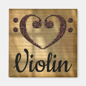 Aimant Double Basse Clef Coeur Violon (Devant)