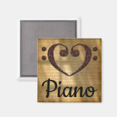 Aimant Double Basse Clef Heart Piano (Recto/Verso)