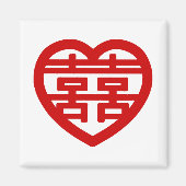Aimant Double Bonheur 囍 Shuangxi Chinese Hanzi Heart (Devant)