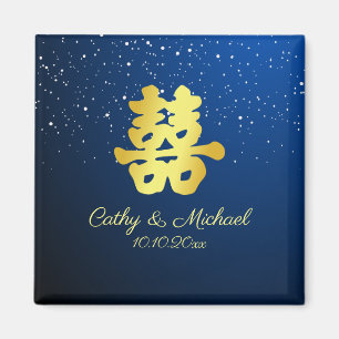 Aimant Double bonheur flocon de neige de mariage chinois