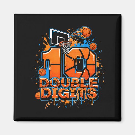 Aimant Double Digits Birthday 10 Year Old Boy Basketball  (Devant)