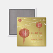 Aimant Double Happiness Lanternes Chinois Enregistrer La  (Recto/Verso)