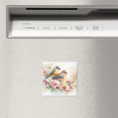 Aimant Douce Amour Oiseaux Fleurs de Printemps Pastel (In Situ (Lave-vaisselle))