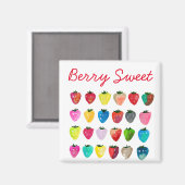 Aimant Douceur fraise mignonne aquarelle de fruit mignon (Recto/Verso)