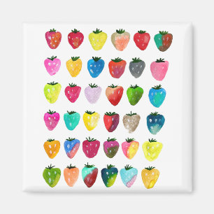 Aimant Douceur fraise mignonne aquarelle de fruit mignon
