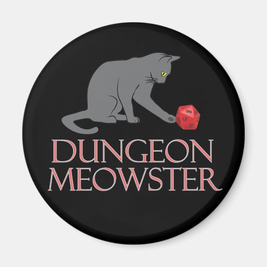 Aimant Doungeon Meowster Drôle RPG Chat avec dés (Devant)