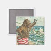 Aimant d'ours drôle vintage (Recto/Verso)