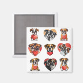 Aimant Doux Boxer Chien et Aquarelle du coeur (Recto/Verso)