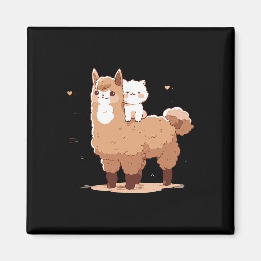 Aimant Doux lama et chat (Devant)