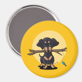 Aimant Doxie de pêche jaune ensoleillé (Recto/Verso)