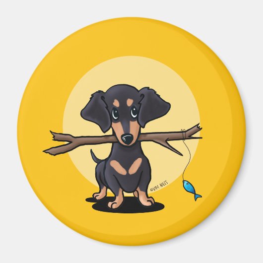 Aimant Doxie de pêche jaune ensoleillé (Devant)