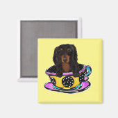 Aimant Doxie noir à poils longs (Recto/Verso)