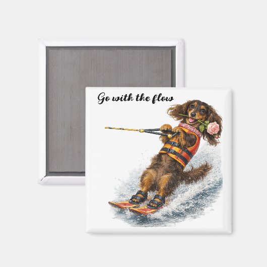 Aimant Doxie Skiant sur l'Eau (Recto/Verso)