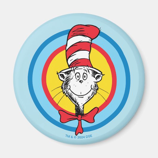 Aimant Dr. Seuss | Graphisme tête de Chat dans le Chapeau (Devant)