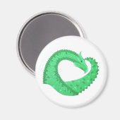 Aimant dragon à coeur vert sur fond blanc (Recto/Verso)