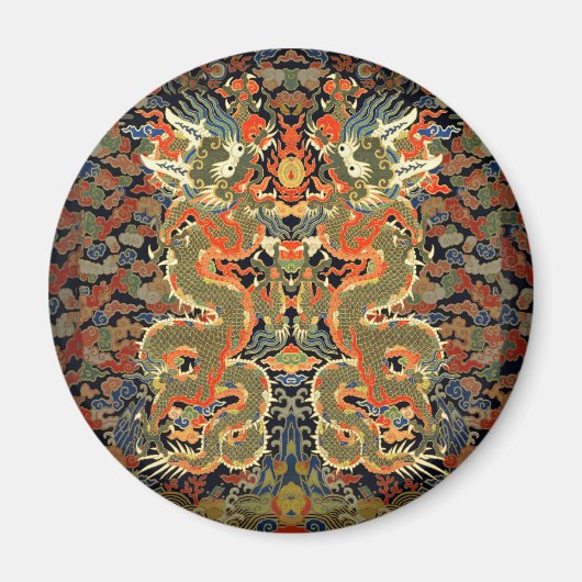 Aimant Dragon Asiatique Chinois Coloré Art (Devant)
