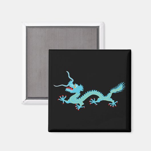 Aimant Dragon bleu clair chinois (Recto/Verso)