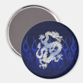 Aimant Dragon dans Chrome comme bleu Carbon Fiber Styles (Recto/Verso)