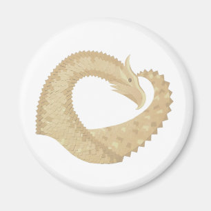 Aimant Dragon de coeur de grès sur blanc