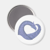 Aimant Dragon de coeur gris bleu sur blanc (Recto/Verso)