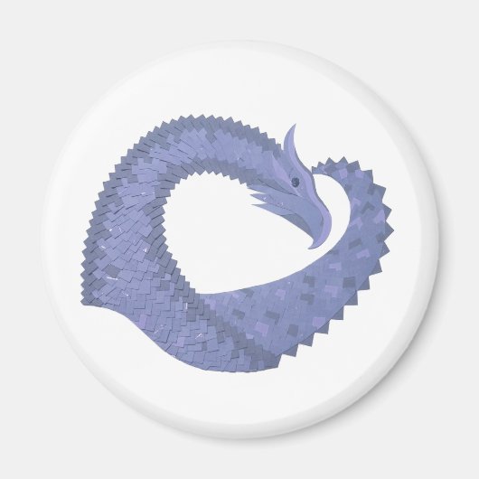 Aimant Dragon de coeur gris bleu sur blanc (Devant)