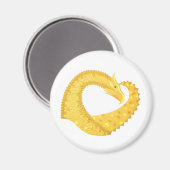 Aimant Dragon de coeur jaune sur blanc (Recto/Verso)