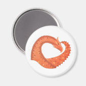 Aimant Dragon de coeur orange sur blanc (Recto/Verso)