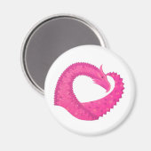 Aimant Dragon de coeur rose chaud sur blanc (Recto/Verso)