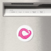 Aimant Dragon de coeur rose chaud sur blanc (In Situ (Lave-vaisselle))