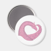 Aimant Dragon de coeur rose sur blanc (Recto/Verso)