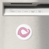 Aimant Dragon de coeur rose sur blanc (In Situ (Lave-vaisselle))