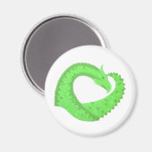 Aimant Dragon de coeur vert citron blanc (Recto/Verso)