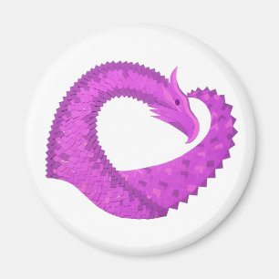 Aimant Dragon de coeur violet clair sur blanc