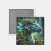 Aimant Dragon de Noël Turquoise Magique (Recto/Verso)