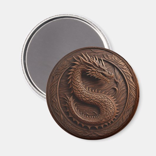 Aimant Dragon de sculpture sur bois simulé (Recto/Verso)