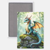 Aimant Dragon de Whimsical sur pierre antique (Recto/Verso)