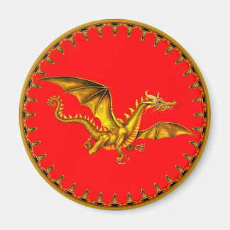 Aimant dragon d'or en rouge