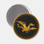 Aimant dragon d'or volant en noir (Recto/Verso)