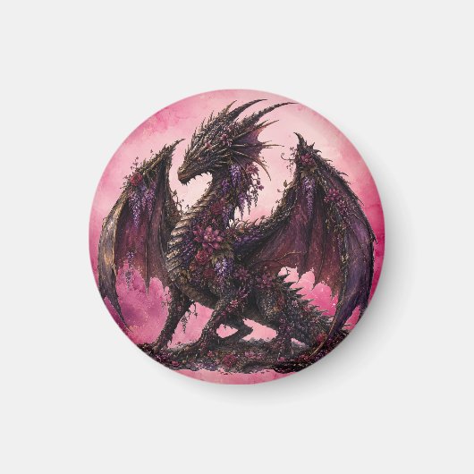Aimant Dragon Fleur | Dragon de Fantaisie Botanique (Devant)