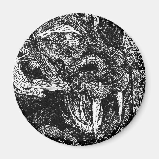 Aimant Dragon frigo magnétique rond (Devant)